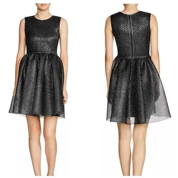 Maje Womens Size 1 Small Rider Argent Black Metallic Fit & Flare Mini Dress - Picture 2 of 11